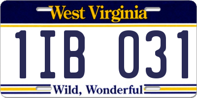 WV license plate 1IB031
