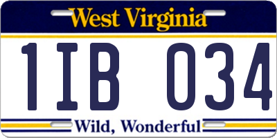 WV license plate 1IB034