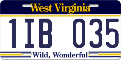 WV license plate 1IB035