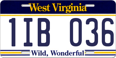 WV license plate 1IB036