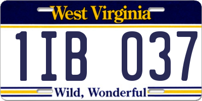 WV license plate 1IB037