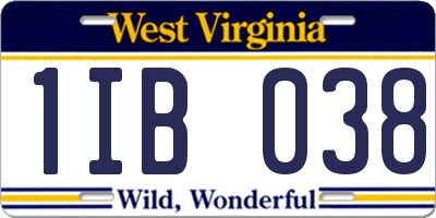 WV license plate 1IB038