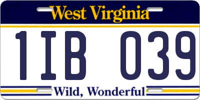 WV license plate 1IB039