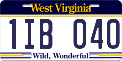 WV license plate 1IB040