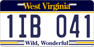 WV license plate 1IB041