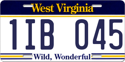 WV license plate 1IB045