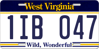 WV license plate 1IB047