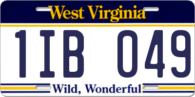 WV license plate 1IB049