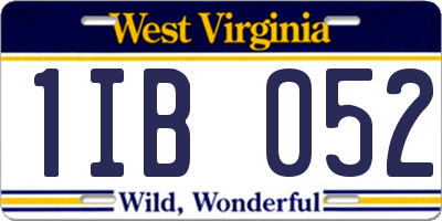 WV license plate 1IB052
