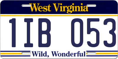 WV license plate 1IB053
