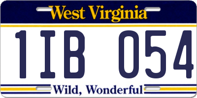 WV license plate 1IB054