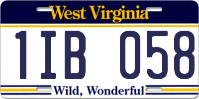 WV license plate 1IB058