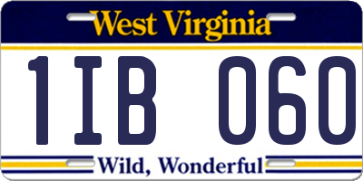 WV license plate 1IB060