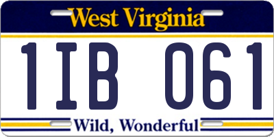 WV license plate 1IB061