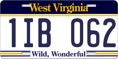 WV license plate 1IB062