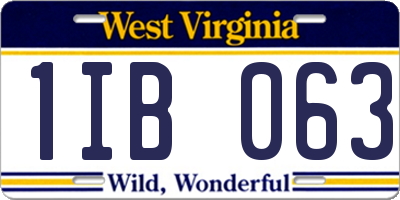 WV license plate 1IB063