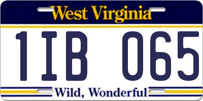 WV license plate 1IB065