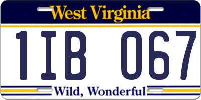 WV license plate 1IB067