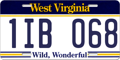 WV license plate 1IB068