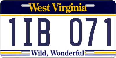 WV license plate 1IB071