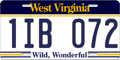 WV license plate 1IB072