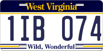 WV license plate 1IB074