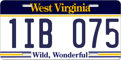 WV license plate 1IB075