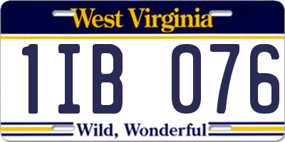 WV license plate 1IB076