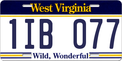 WV license plate 1IB077