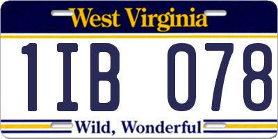 WV license plate 1IB078