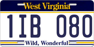 WV license plate 1IB080