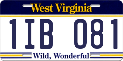 WV license plate 1IB081