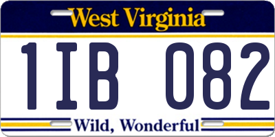 WV license plate 1IB082