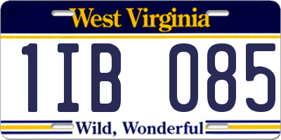 WV license plate 1IB085