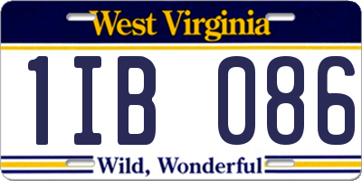 WV license plate 1IB086