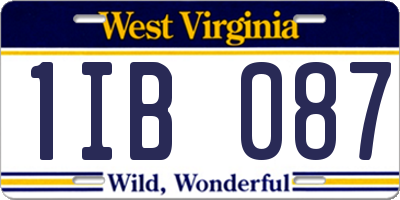 WV license plate 1IB087