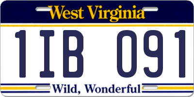 WV license plate 1IB091