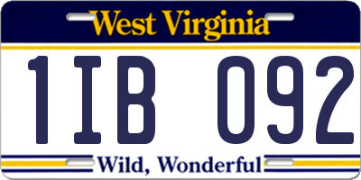 WV license plate 1IB092