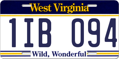 WV license plate 1IB094