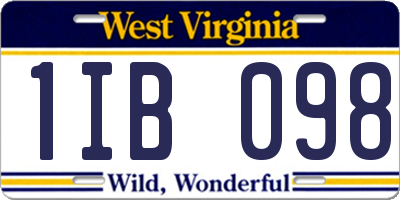 WV license plate 1IB098