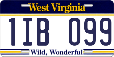 WV license plate 1IB099