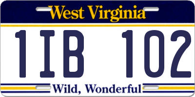 WV license plate 1IB102
