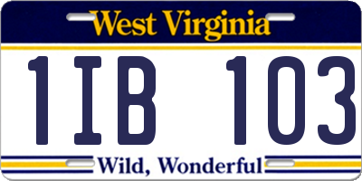 WV license plate 1IB103