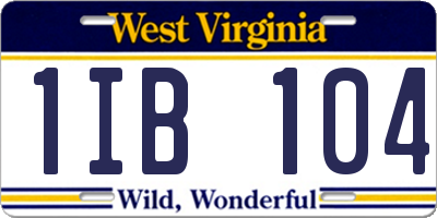 WV license plate 1IB104