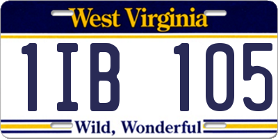 WV license plate 1IB105
