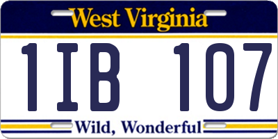 WV license plate 1IB107