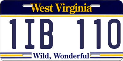 WV license plate 1IB110