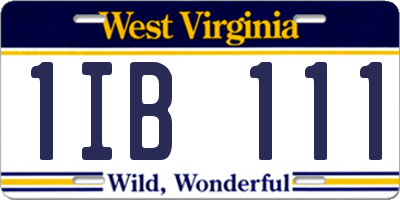WV license plate 1IB111