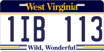WV license plate 1IB113