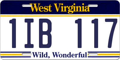 WV license plate 1IB117